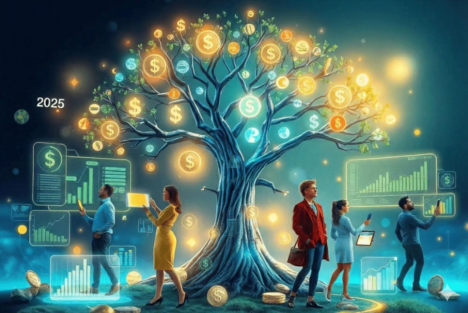 Pohon finansial simbol pertumbuhan keuangan