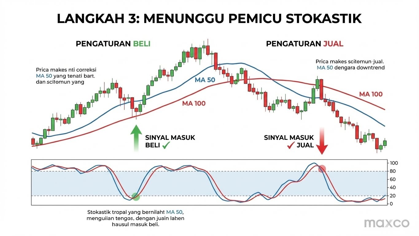 Langkah 3 Menunggu Pemicu (Trigger) dari Stochastic