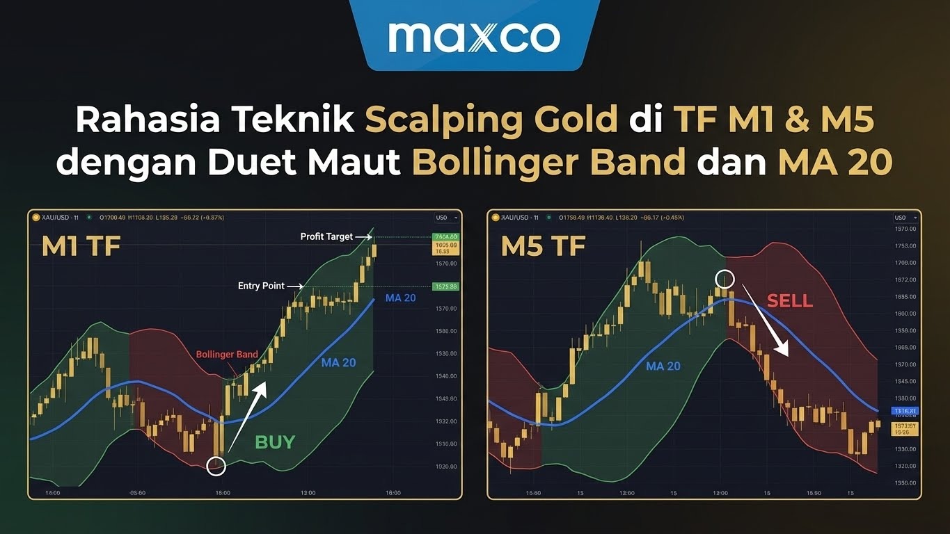 Rahasia Teknik Scalping Gold di TF M1 & M5 dengan Duet Maut Bollinger Band dan MA 20