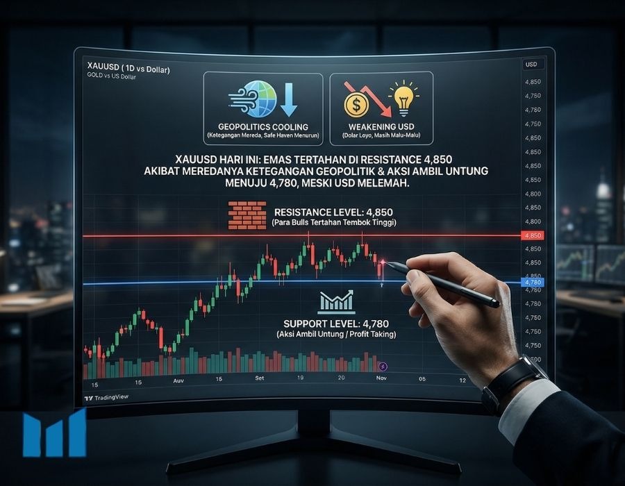 Kondisi Market XAUUSD Hari Ini: Mengapa Emas Tertahan di Resistance 4.850?