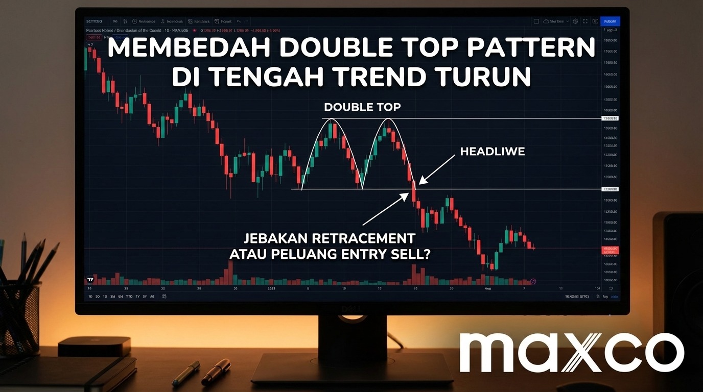 Membedah Double Top Pattern di Tengah Trend Turun: Jebakan Retracement atau Peluang Entry Sell?